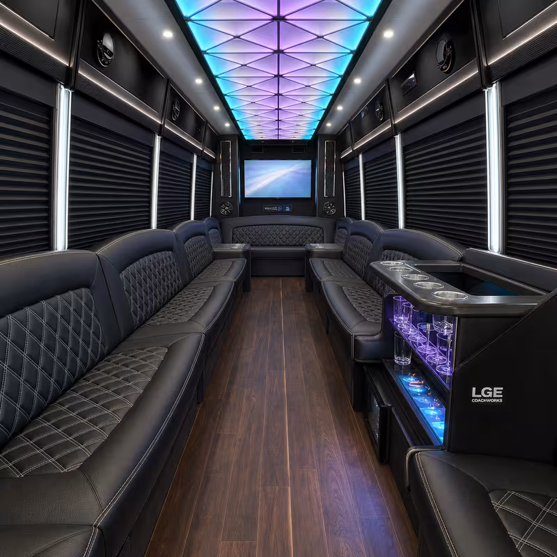 15 Passenger Party Bus Interior