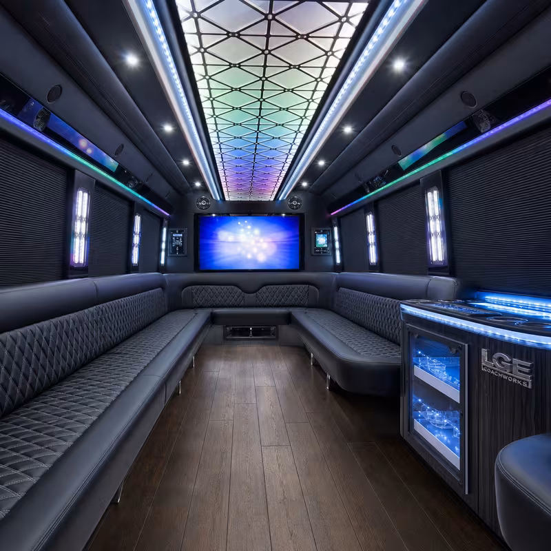 15 Passenger Party Bus Interior