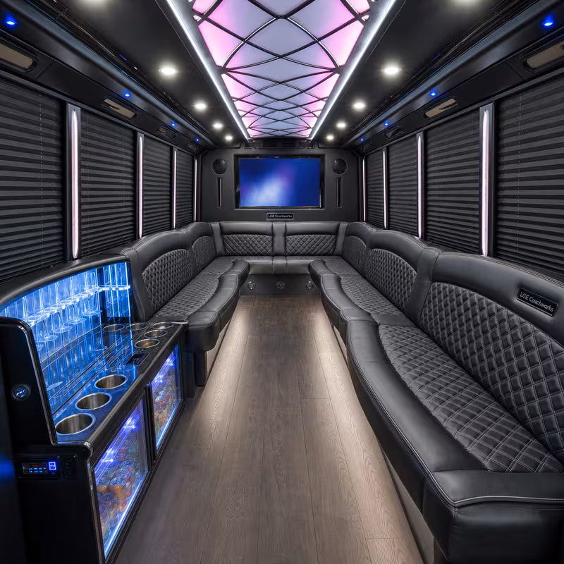 18 Passenger Party Bus Interior