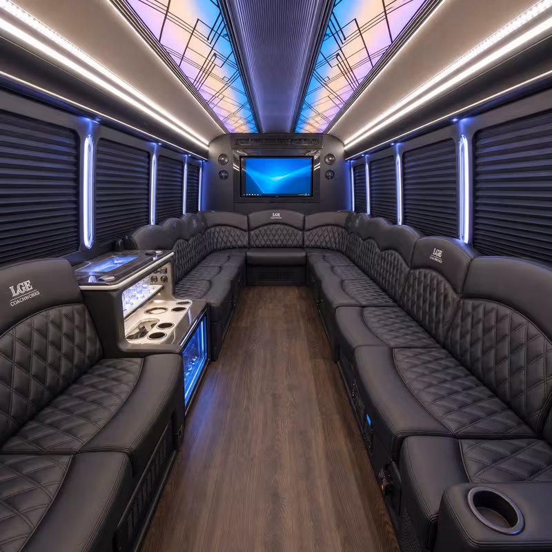 18 Passenger Party Bus Interior