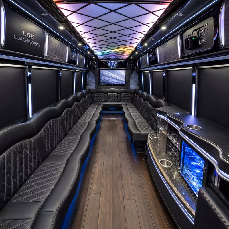 20 Passenger Party Bus Interior