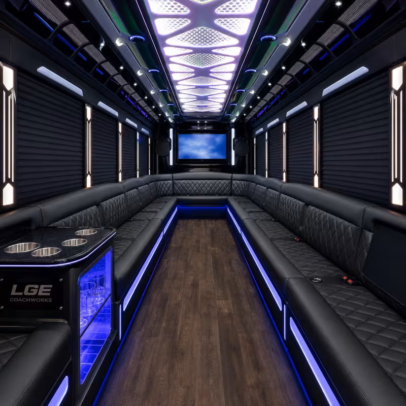 20 Passenger Party Bus Interior