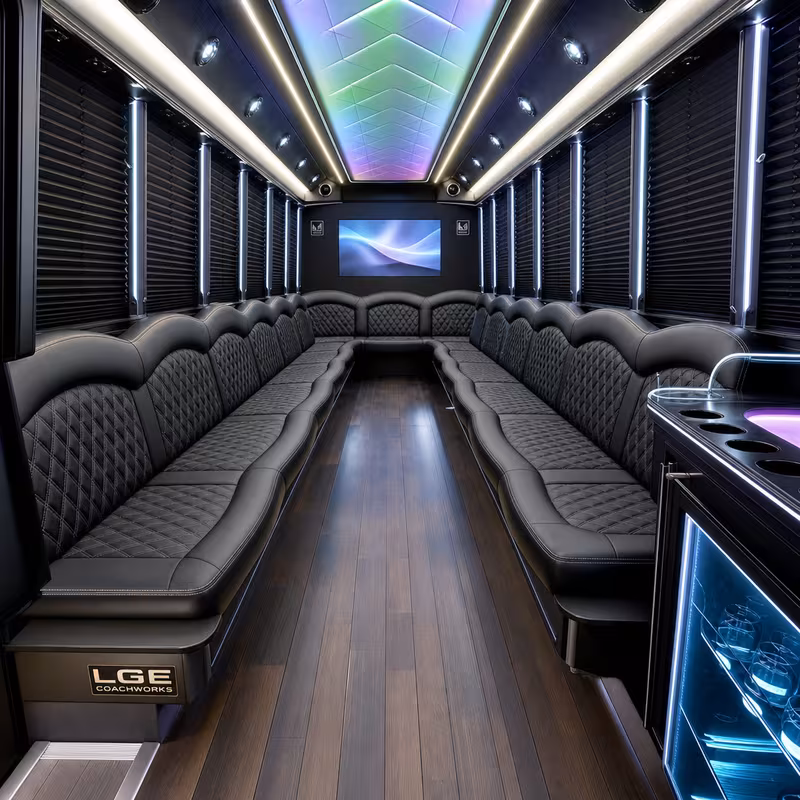 25 Passenger Party Bus Interior