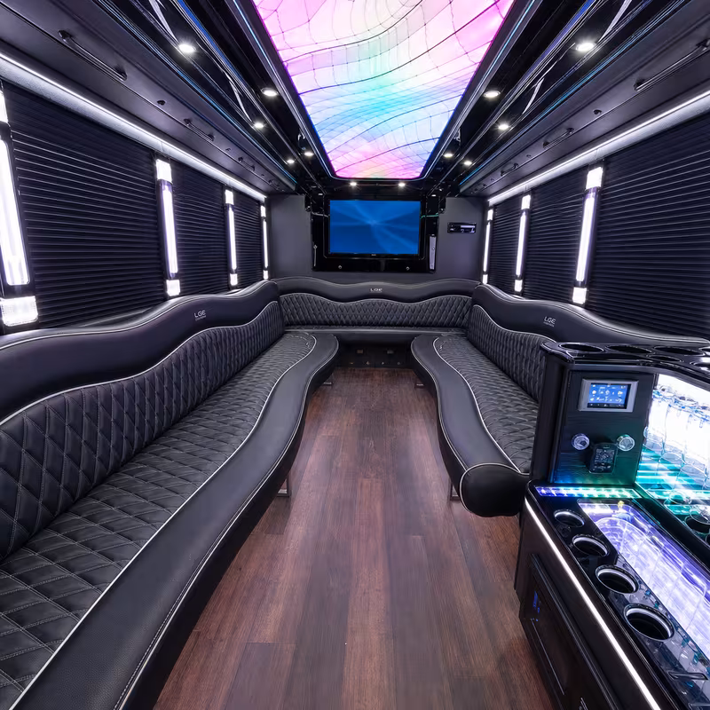 28 Passenger Party Bus Interior