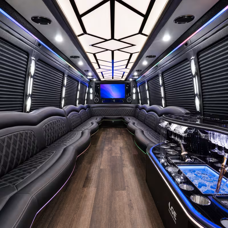 28 Passenger Party Bus Interior