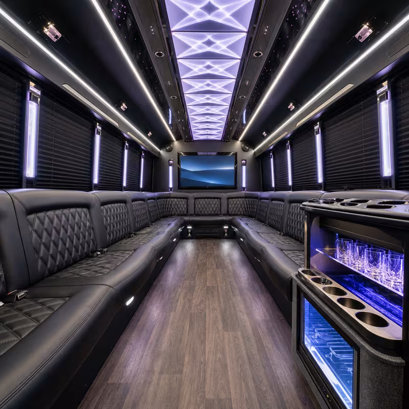 40 Passenger Party Bus Interior