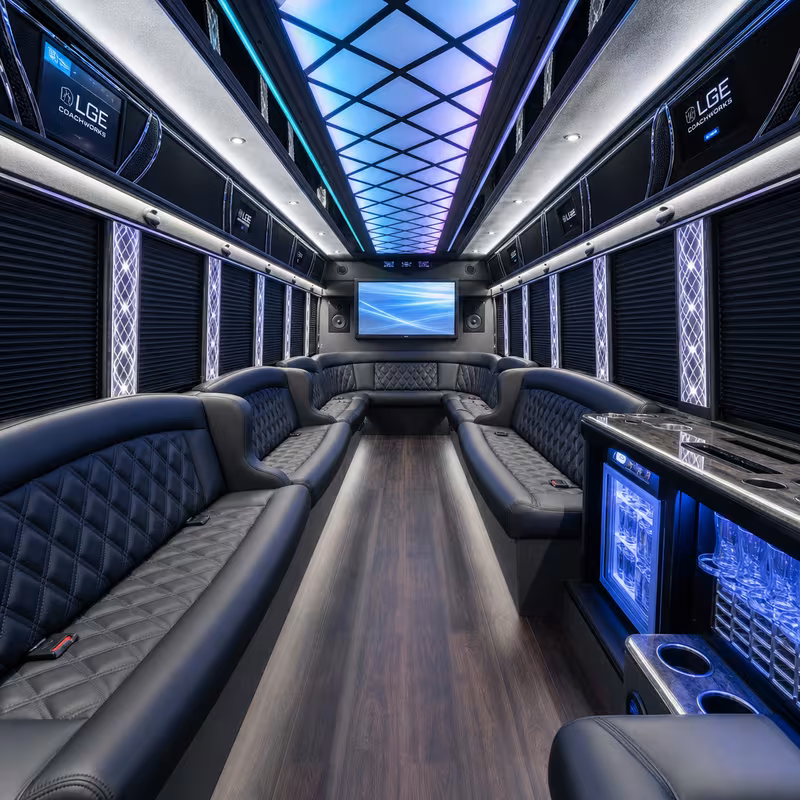 40 Passenger Party Bus Interior