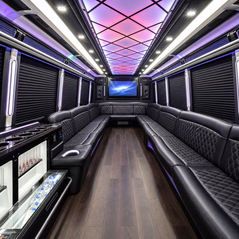 50 Passenger Party Bus Interior
