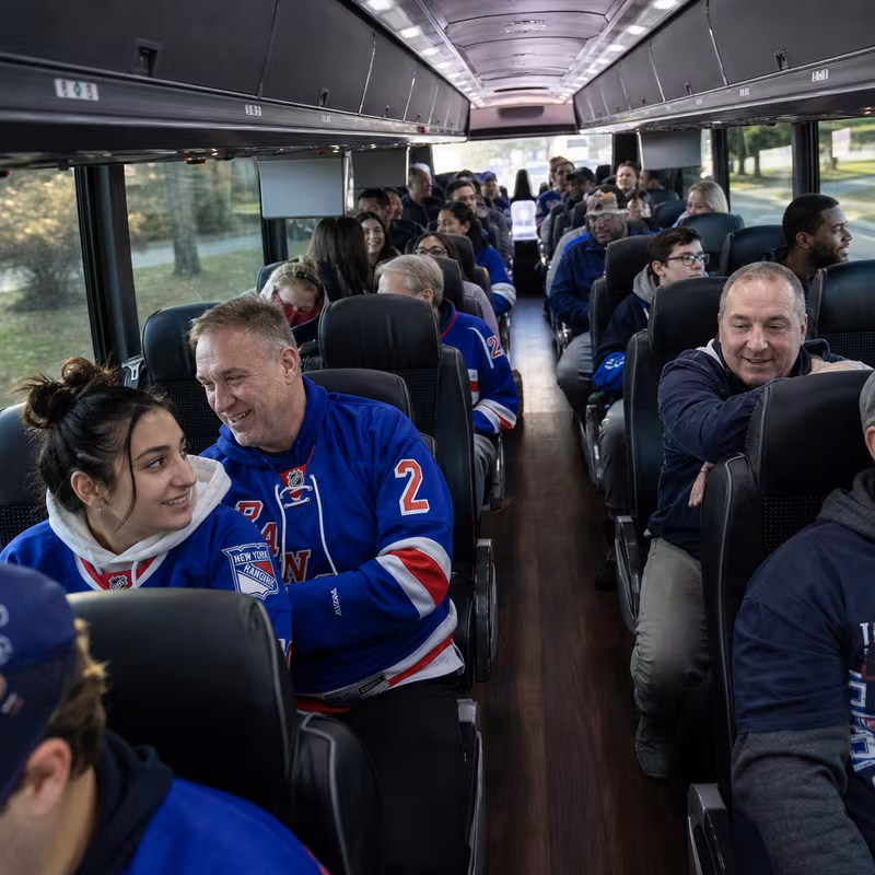 Passenger seating aboard a Morristown party bus rental