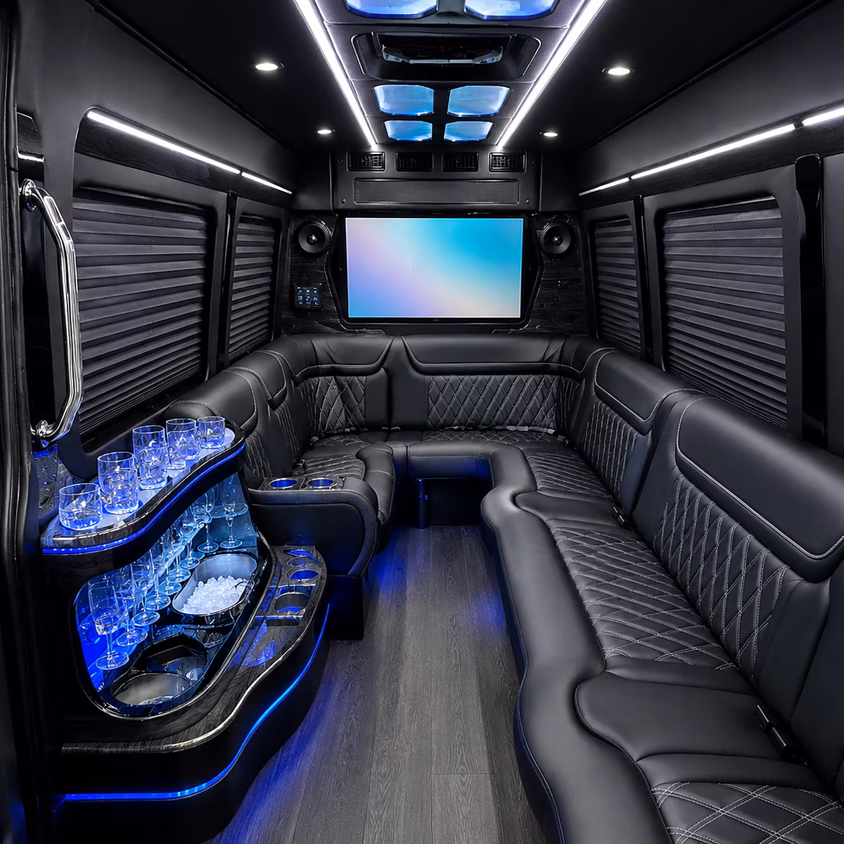 Morristown Wedding Transportation party bus interior