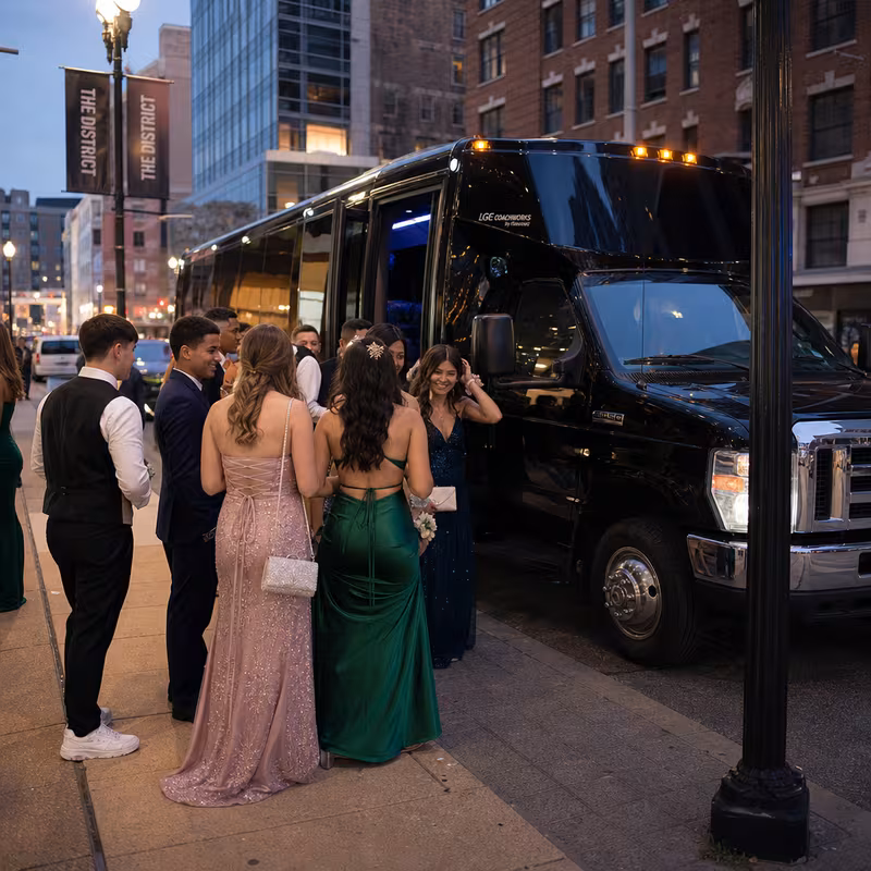 Passengers loading luggage while boarding an Morristown group shuttle