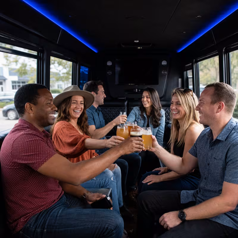 Black Mercedes Sprinter van staged for an Morristown Winery & Brewery Tour Transportation group