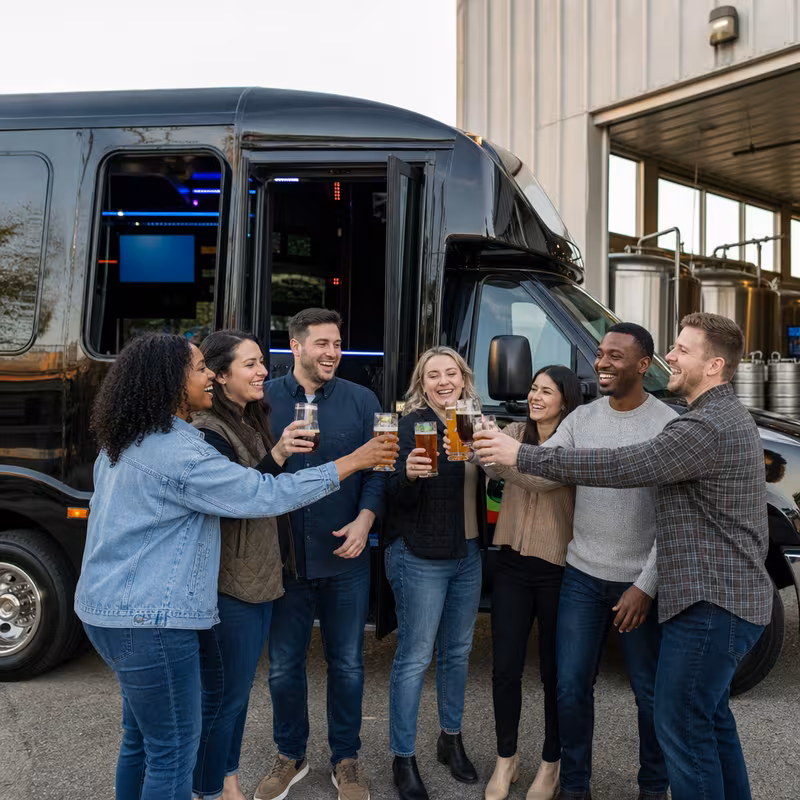 Passengers loading luggage while boarding an Morristown group shuttle
